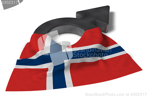 Image of mars symbol and flag of norway - 3d rendering
