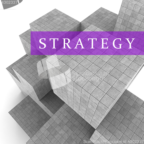 Image of Strategy Blocks Shows Planning Solutions And Tactics 3d Renderin