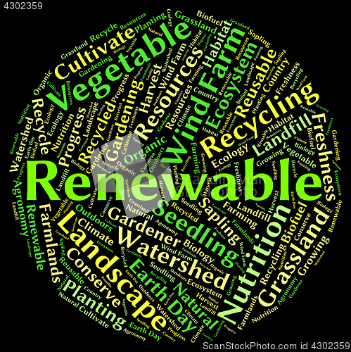 Image of Renewable Word Shows Go Green And Reconditionable