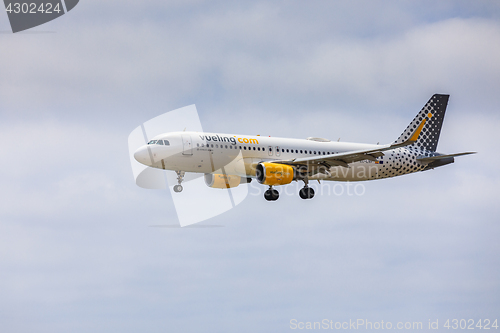 Image of ARECIFE, SPAIN - APRIL, 15 2017: AirBus A320 of vueling.com with