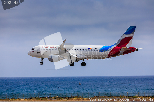 Image of ARECIFE, SPAIN - APRIL, 15 2017: AirBus A320 - 200 of Eurowings 