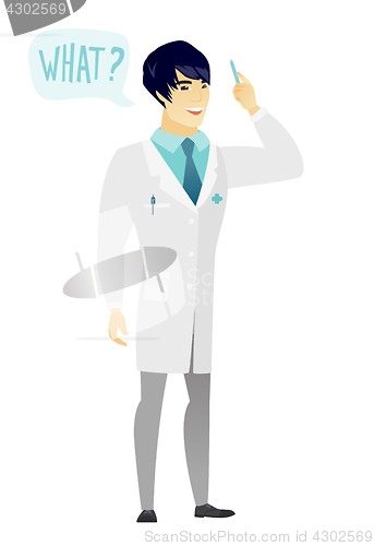 Image of Doctor with question what in speech bubble.