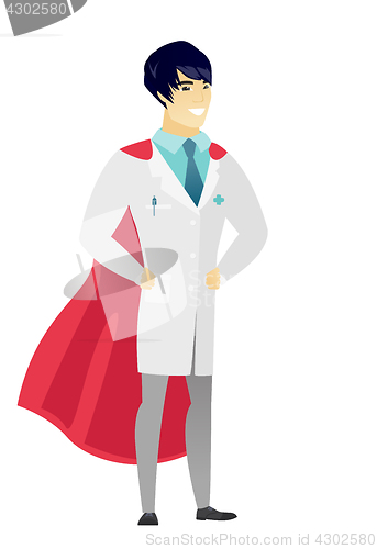Image of Doctor wearing a red superhero cloak.