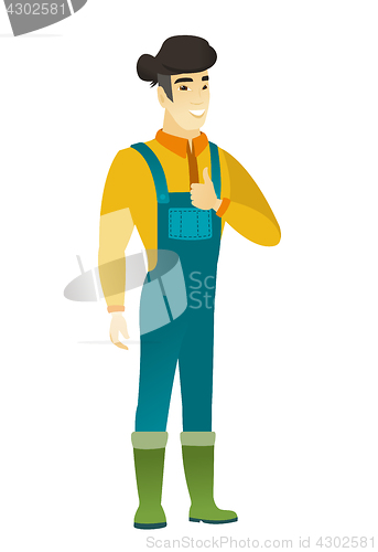 Image of Farmer giving thumb up vector illustration.