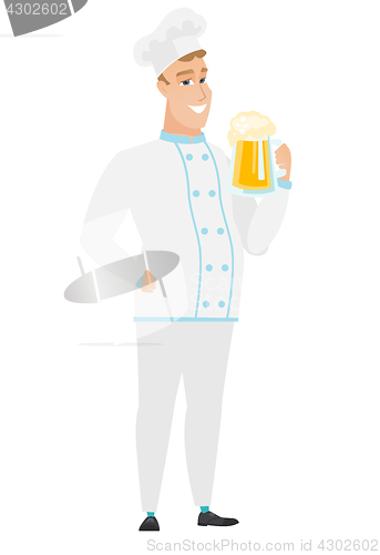 Image of Chef cook drinking beer vector illustration.