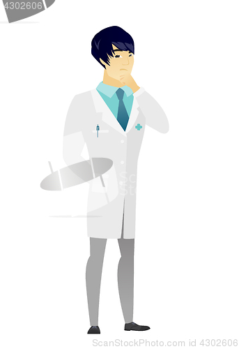 Image of Asian doctor thinking vector illustration