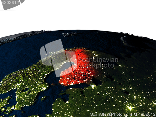 Image of Finland from space at night