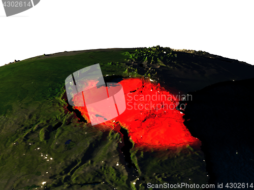 Image of Tanzania from space at night