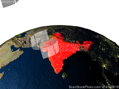 Image of India from space at night