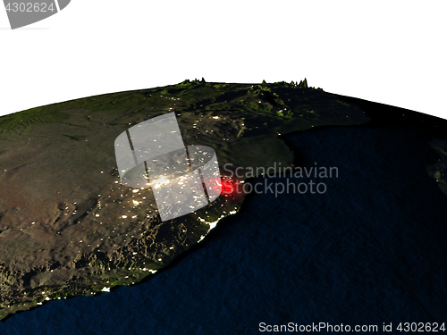Image of Swaziland from space at night