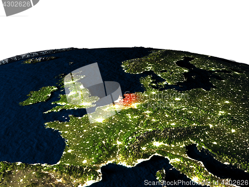 Image of Netherlands from space at night