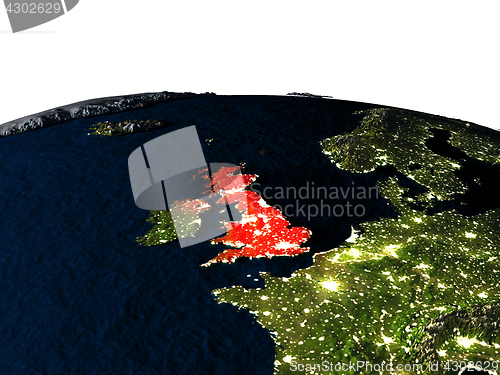 Image of United Kingdom from space at night