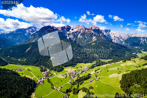 Image of Scenic view of the beautiful landscape in the Alps