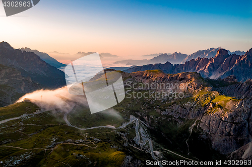 Image of National Nature Park Tre Cime In the Dolomites Alps. Beautiful n