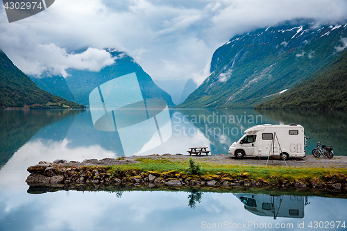 Image of Family vacation travel, holiday trip in motorhome