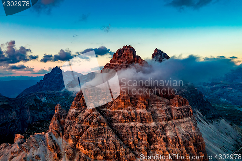 Image of National Nature Park Tre Cime In the Dolomites Alps. Beautiful n