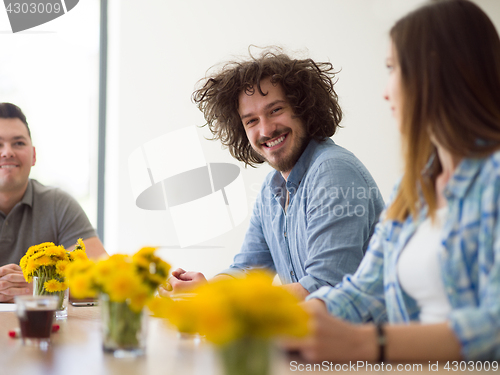 Image of Startup Business Team At A Meeting at modern office building