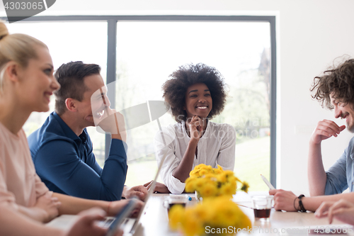 Image of Multiethnic startup business team on meeting