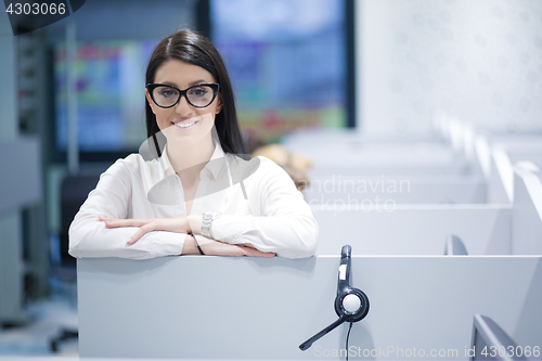 Image of female call centre operator doing her job