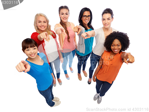 Image of international group of happy smiling women