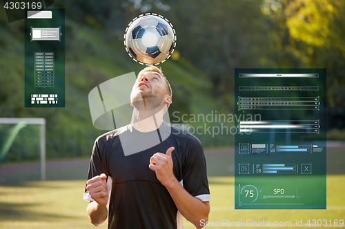 Image of soccer player playing with ball on field