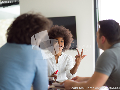 Image of Multiethnic startup Business Team At A Meeting at modern office 