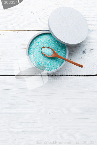 Image of Blue sea salt in cup