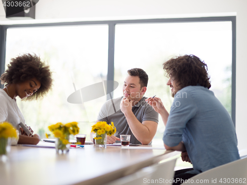 Image of Multiethnic startup Business Team At A Meeting at modern office 