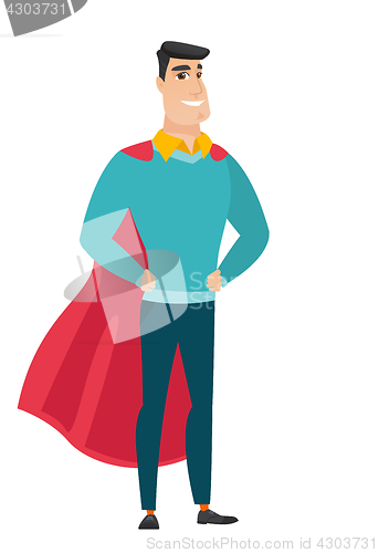 Image of Businessman wearing a red superhero cloak.