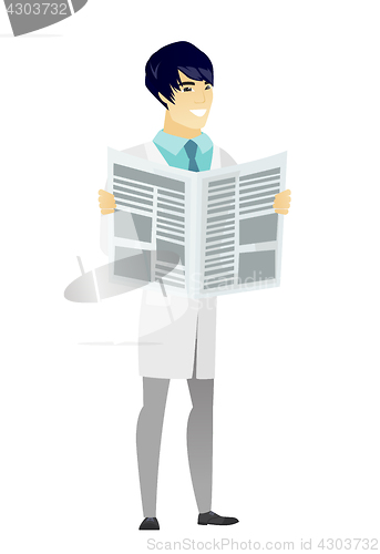 Image of Doctor reading newspaper vector illustration