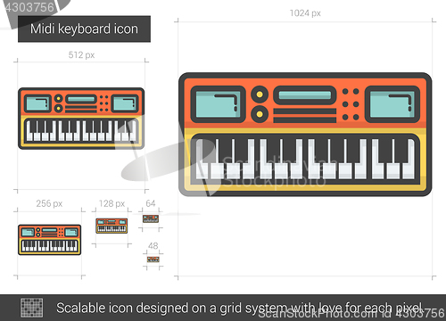 Image of Midi keyboard line icon.