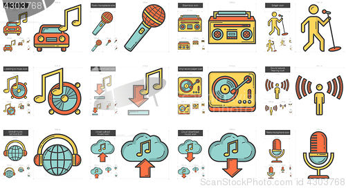 Image of Music line icon set.