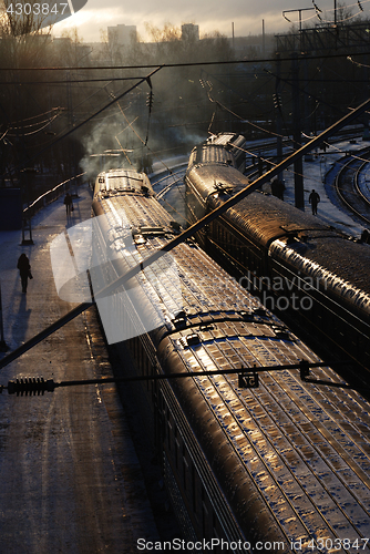 Image of railway station and wagons in winter