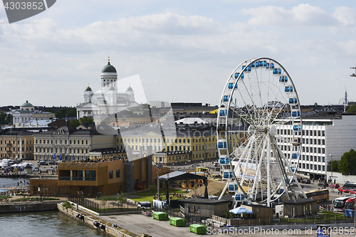 Image of HELSINKI, FINLAND – JUNE 15, 2017: View of Helsinki from the s