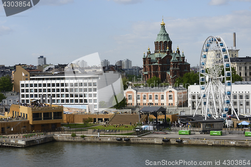 Image of HELSINKI, FINLAND – JUNE 15, 2017: View of Helsinki from the s