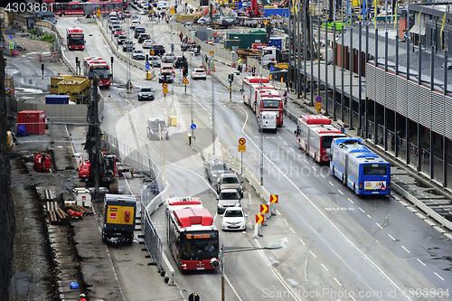 Image of STOCKHOLM, SWEDEN  – JUNE 16, 2017: Road traffic on the sectio