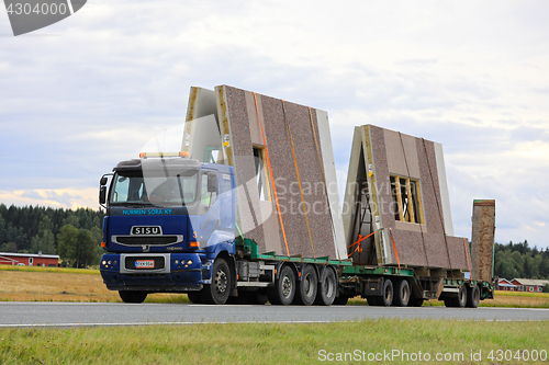 Image of Sisu Truck Hauls Precast Construction Elements