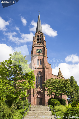 Image of the red sand stone church at Nagold Germany