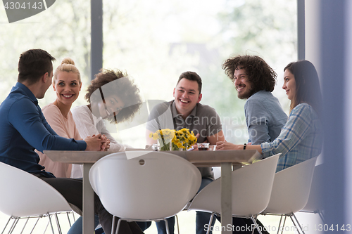 Image of Multiethnic startup business team on meeting