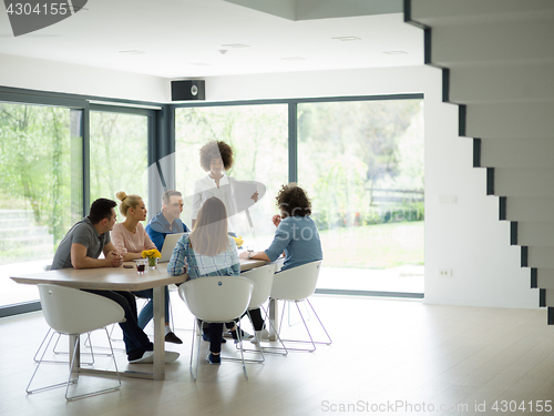 Image of Multiethnic startup Business Team At A Meeting at modern office 