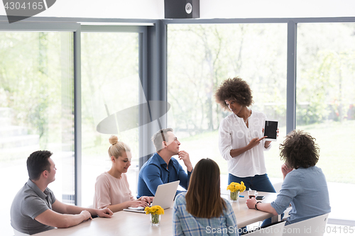 Image of Multiethnic startup business team on meeting