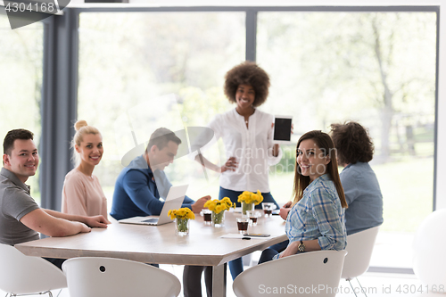 Image of Multiethnic startup business team on meeting