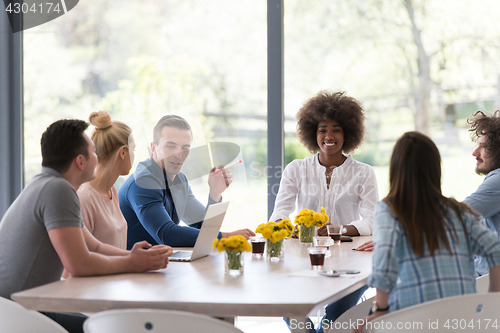 Image of Multiethnic startup business team on meeting
