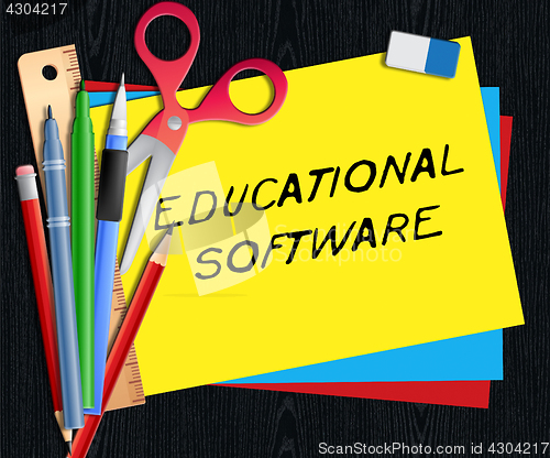 Image of Educational Software Means Learning Application 3d Illustration