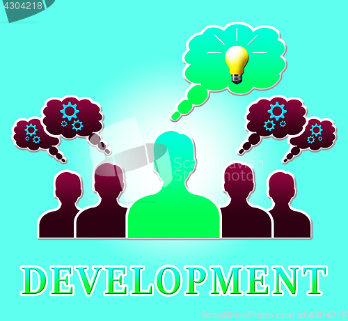 Image of Development Lightbulb Means Growth Progress 3d Illustration