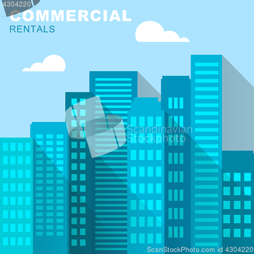 Image of Commercial Rentals Downtown Describes Real Estate 3d Illustratio