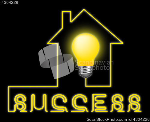 Image of Success Light Indicates Successful Progress And Winning