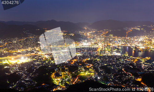 Image of Nagasaki city in Japan at night