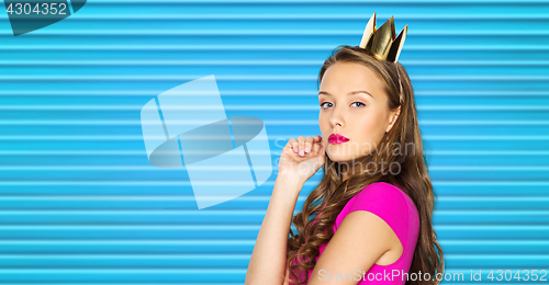 Image of young woman or teen girl in pink dress