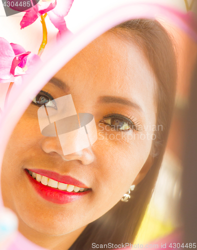 Image of Mirror Girl Shows Healthy Young And Smile